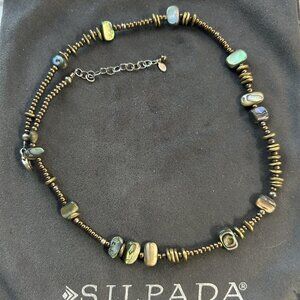 Silpada Abalone Shell and Brass Bead Necklace N1729